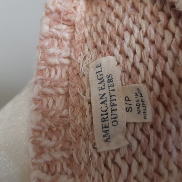 American Eagle Outfitters Blush & Cream Variegated Henley Sweater, Size S - Picture 6 of 6